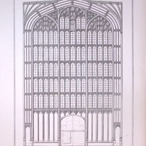 St Georges Chapel Windsor Castle  190 Years-Old John Britton Antique Steel Engraving-320.