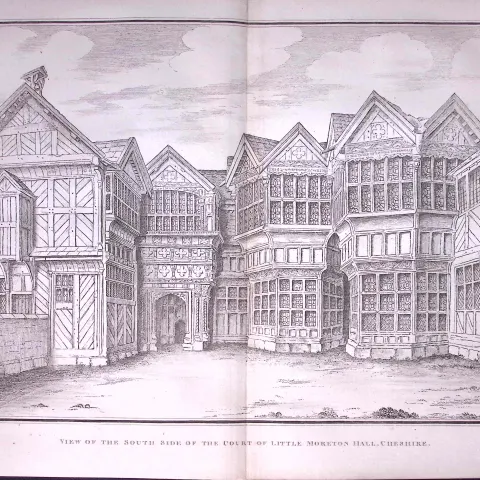 View Moreton Hall Cheshire Antique 216-Year-Old Large Copperplate-21-TR
