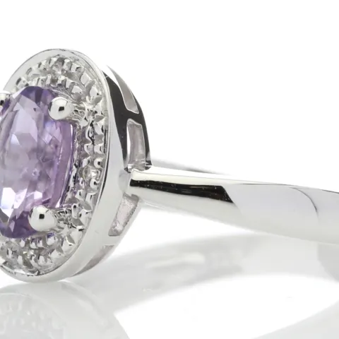 9ct White Gold Cluster Diamond Amethyst Ring (A1.13) 0.02 Carats