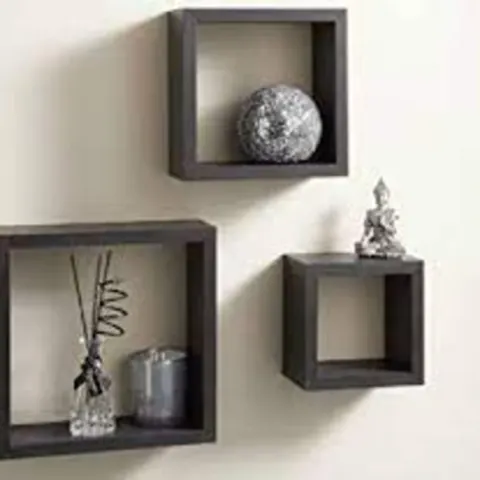 3 Floating Wall Cube Shelfs In Black