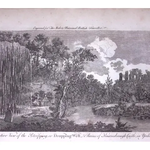 Dropping Well Knaresborough Yorkshire Rare 247-Year-Old Antique Copperplate Engraving -14-TR