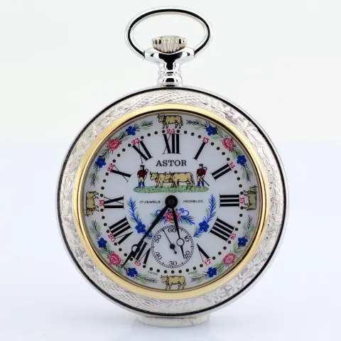 Astor / Enamel DecoratedManual WindingPocket Watch - Unisex Steel Pocketwatch