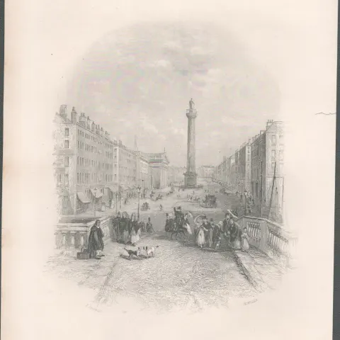 Antique Print 1850’s Sackville Street Dublin Mr & Mrs S.C. Hall Ireland Its Scenery