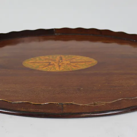 Large Antique Mahogany Inlaid Butlers Tray