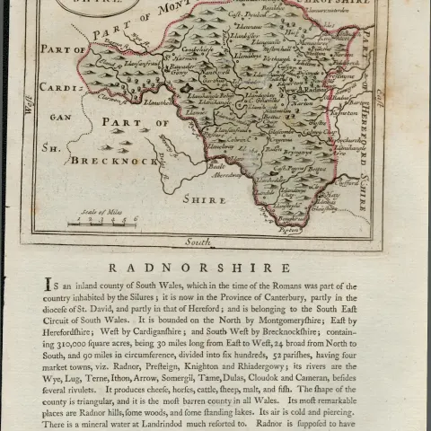Wales Radnorshire Antique c1783 F Grose Copper Coloured George III Map.