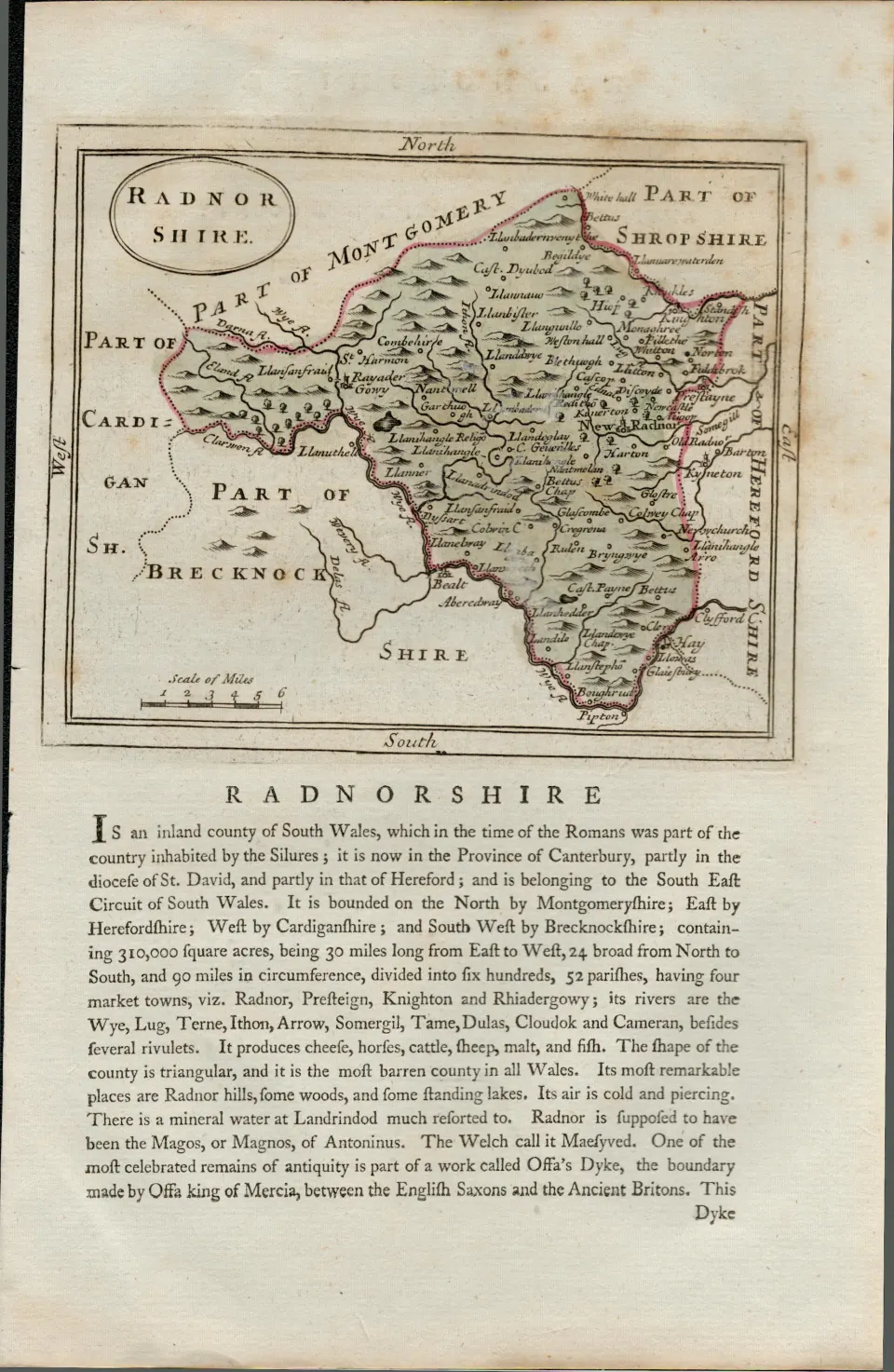 Wales Radnorshire Antique c1783 F Grose Copper Coloured George III Map.