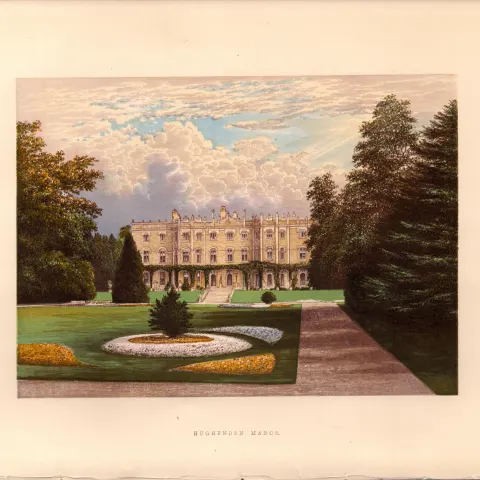 Hughenden Manor Nr Wycombe Bucks Gilt-Edge Coloured Antique Book Plate.