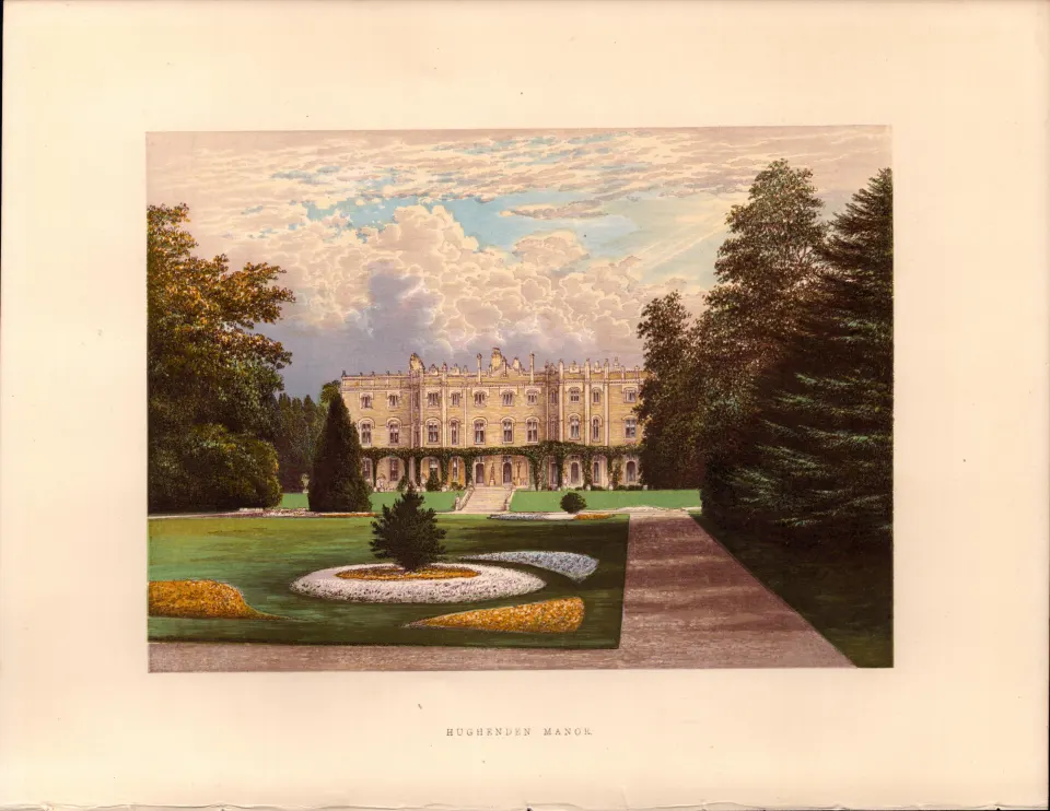 Hughenden Manor Nr Wycombe Bucks Gilt-Edge Coloured Antique Book Plate.