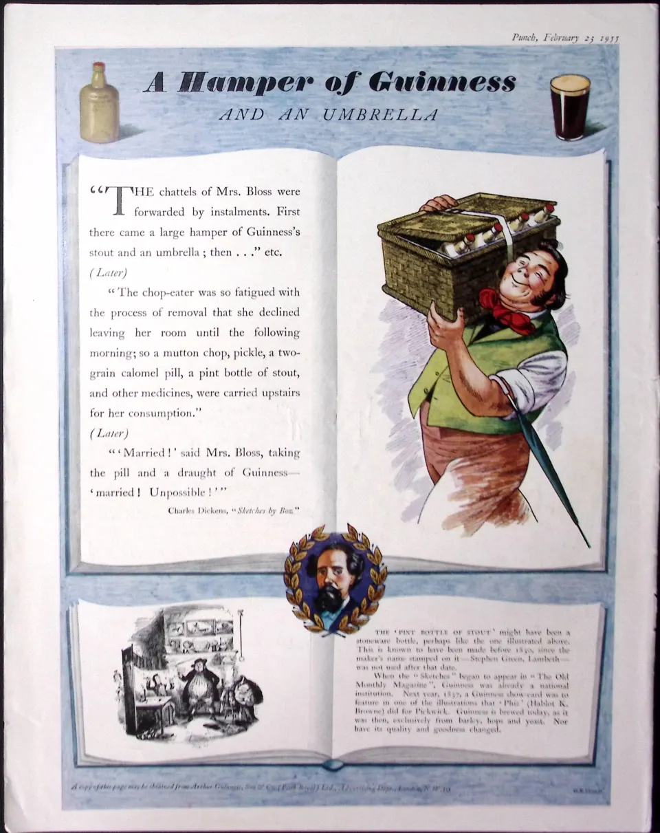 Guinness 70 Years-Old Advert 1955 Hamper of Guinness G.E.2438-B