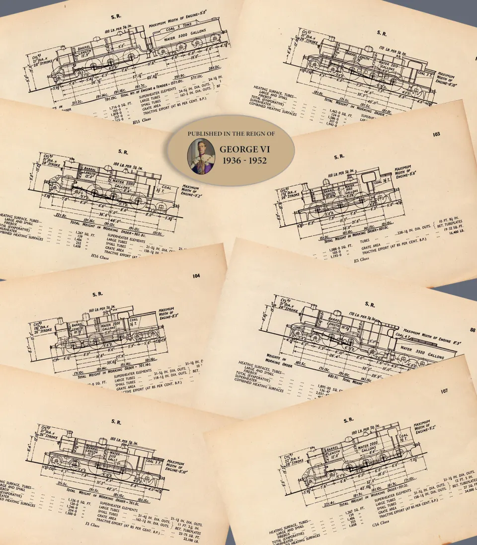 Job lot Southern Railway Locomotive Detailed Diagram 85-Year-Old-2.