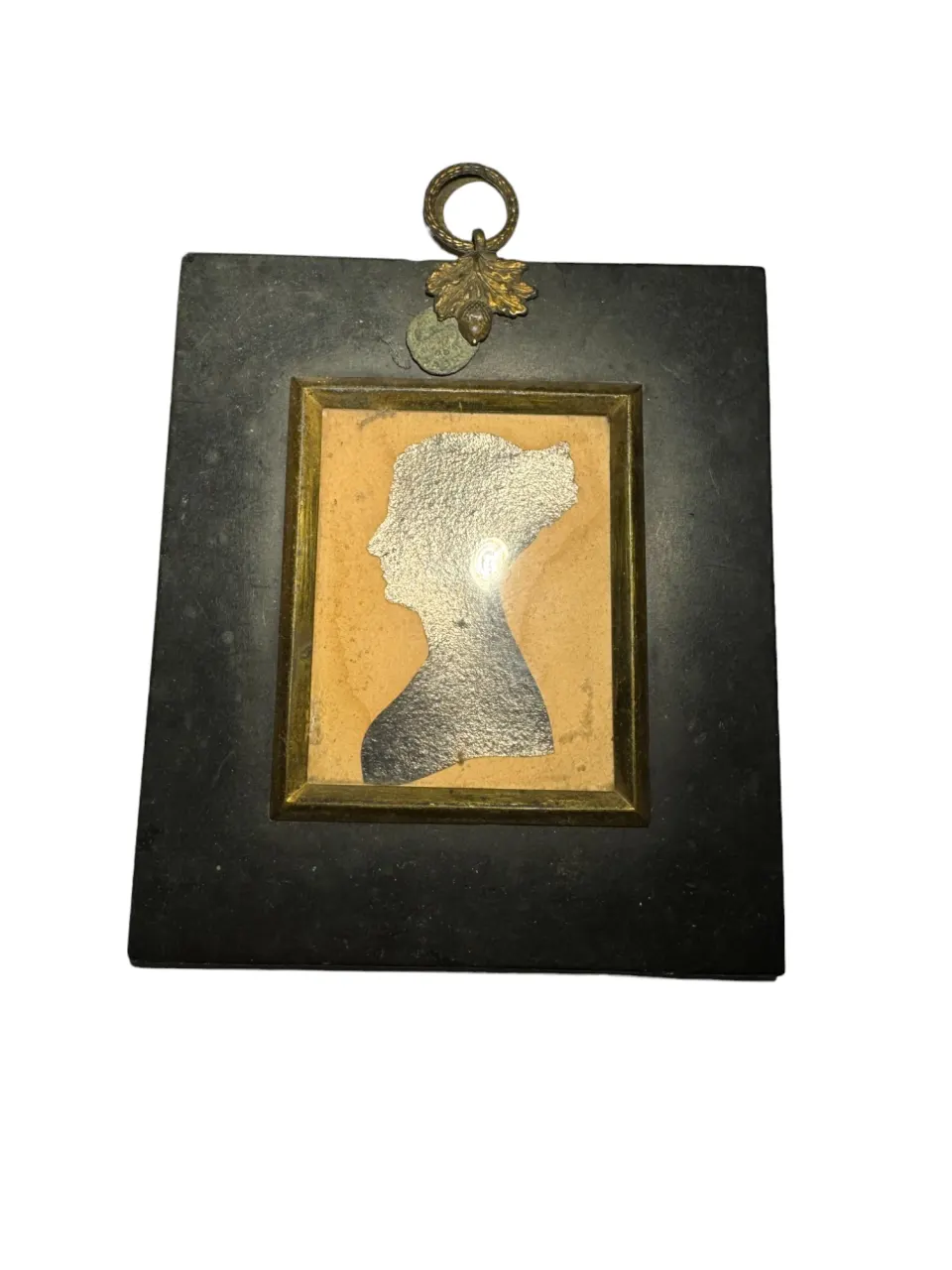 19th century silhouette of a lady in ebonized frame