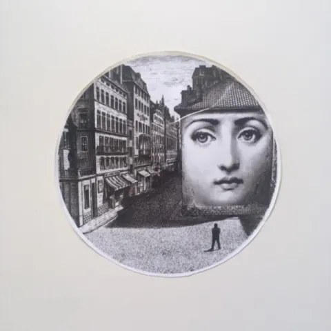 Fornasetti - 10 inch (25cm) Wall Sticker, LINA, Variazioni No 5, LINA Julia Motive , black and white
