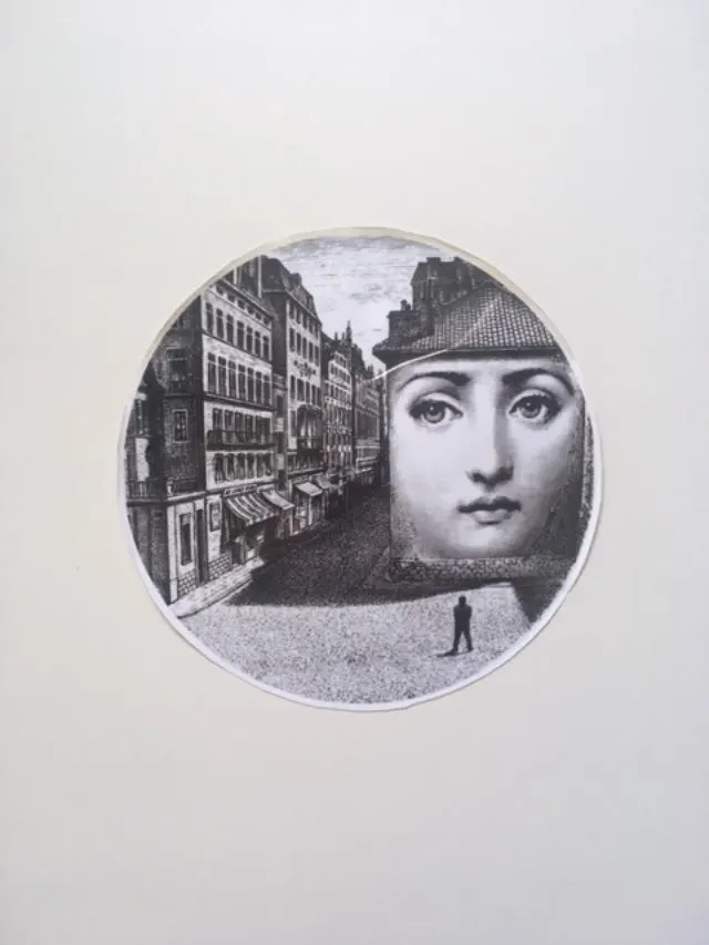 Fornasetti - 10 inch (25cm) Wall Sticker, LINA, Variazioni No 5, LINA Julia Motive , black and white