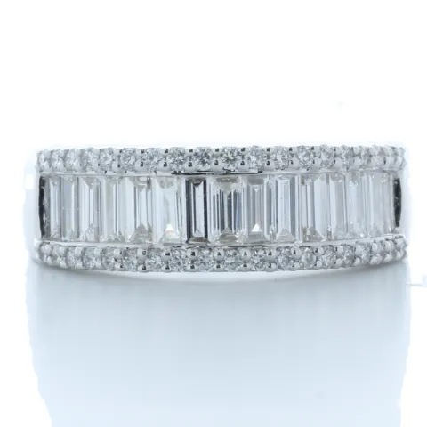 18ct White Gold Channel Set Semi Eternity Diamond Ring 1.07