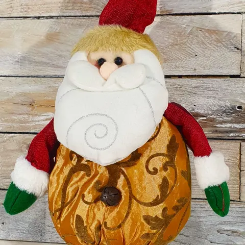 3D Fabric Standing Santa with Gold jacket. Approx 55cm tall. Rrp £29.99