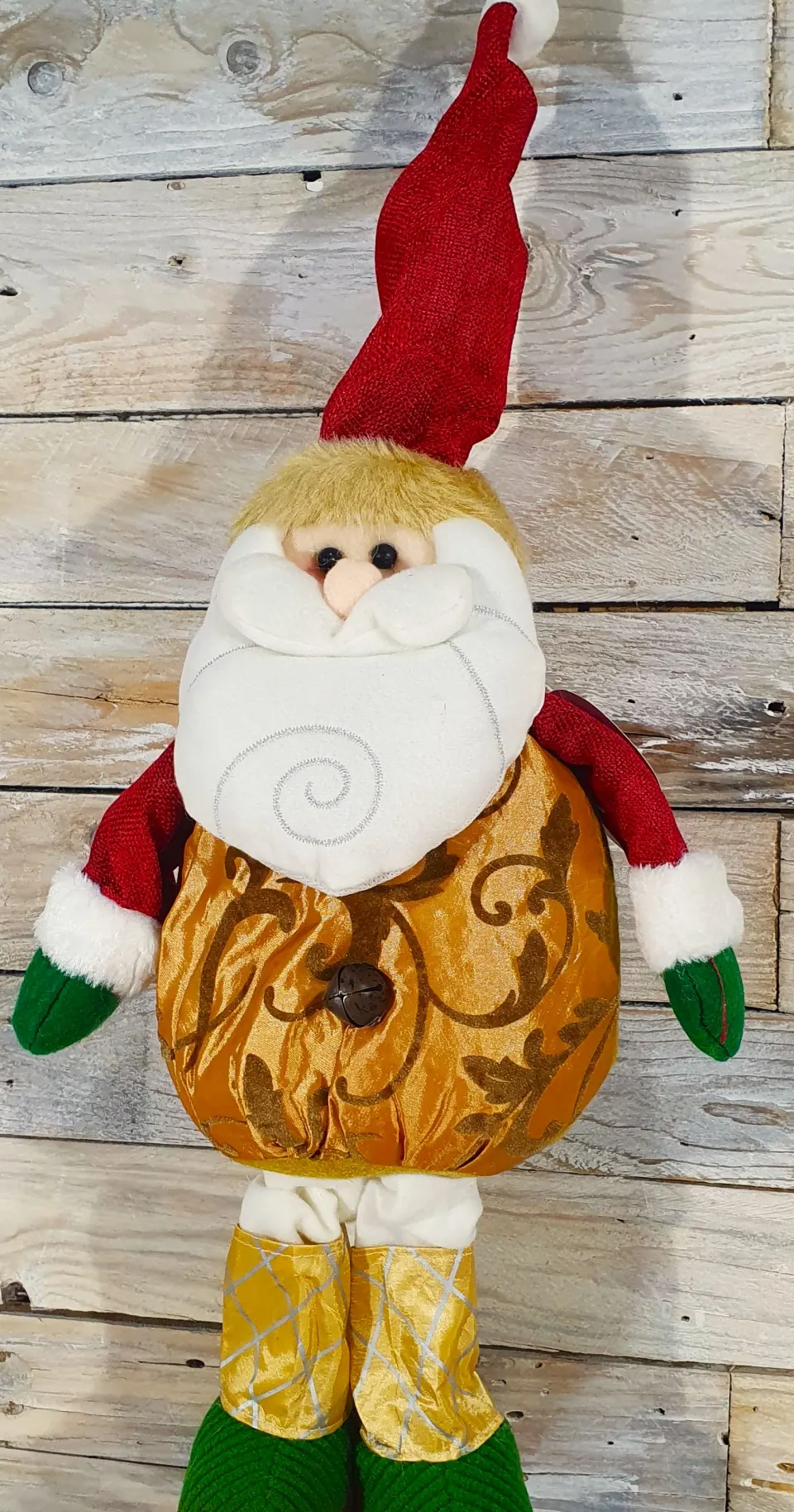 3D Fabric Standing Santa with Gold jacket. Approx 55cm tall. Rrp £29.99