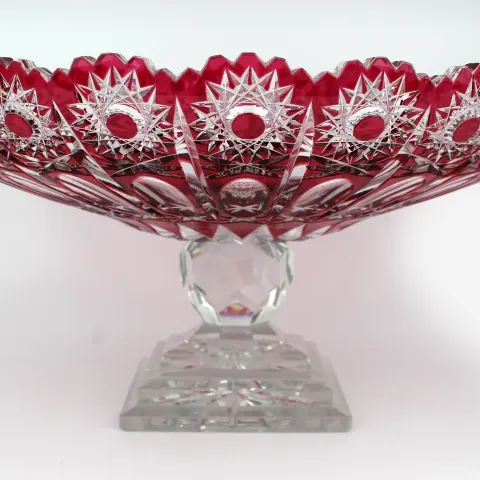 Stunning Ruby Overlay Crystal Centrepiece Bowl