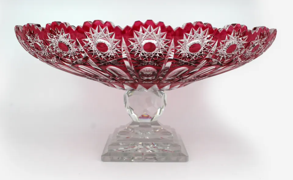 Stunning Ruby Overlay Crystal Centrepiece Bowl