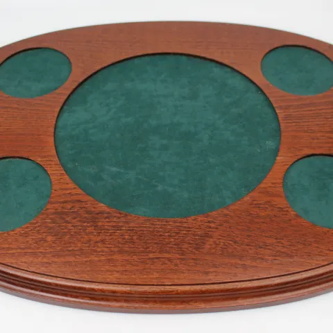 Vintage Oval Solid Mahogany Drinks Decanter & Glass Serving Tray