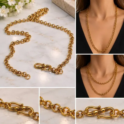 Gold Tone Long Chain Necklace – 78 cm