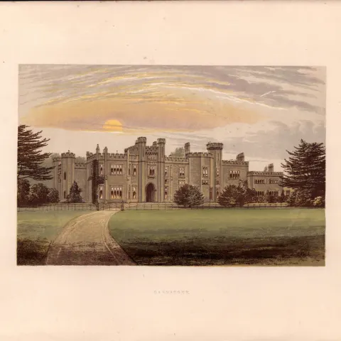 Garnstone Herefordshire Gilt-Edge Coloured Antique Book Plate.