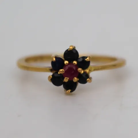 Vintage Ruby and Sapphire Cluster Ring in High Carat Gold