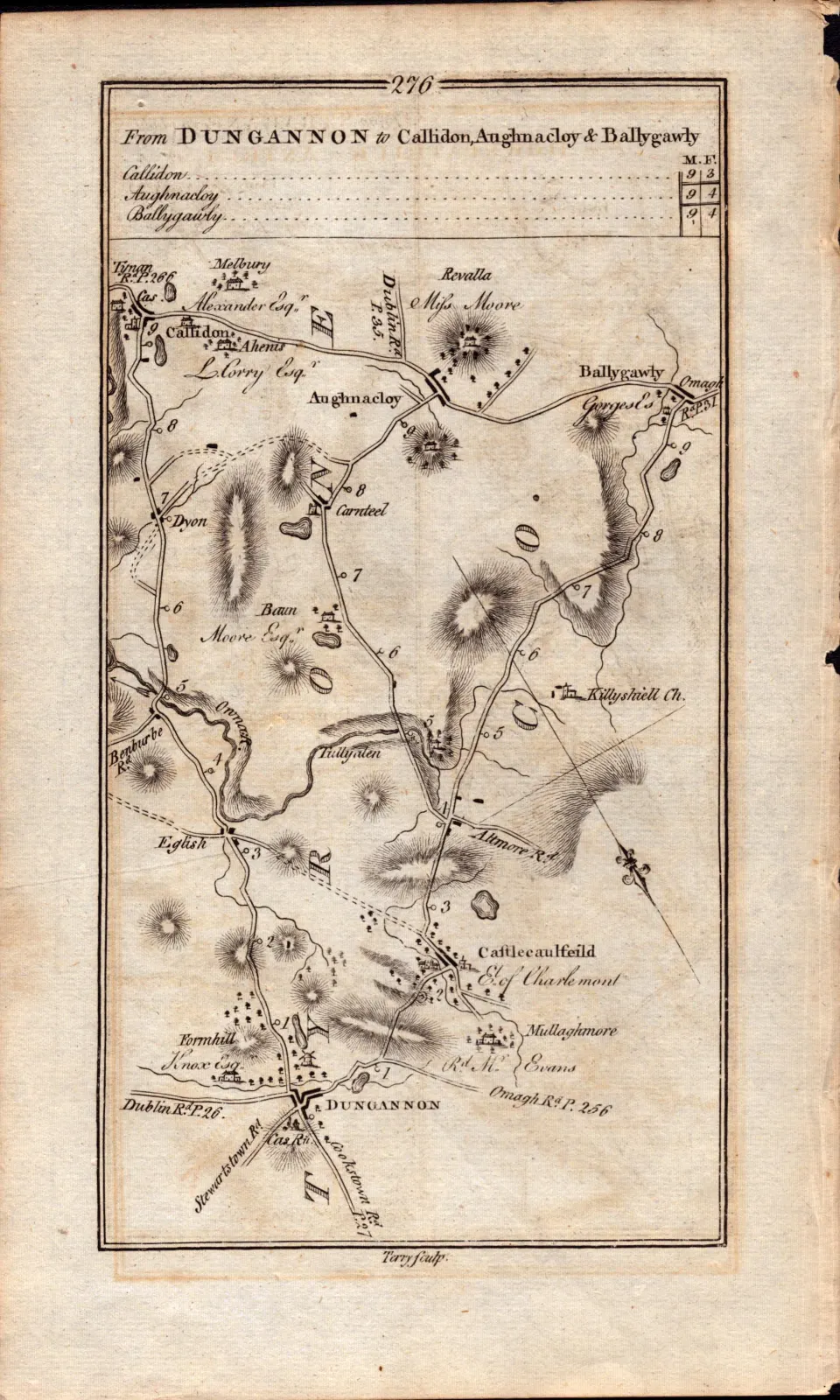 Ireland Rare Antique 1777 Map Strabane Dungannon  Callidon Ballygawly.