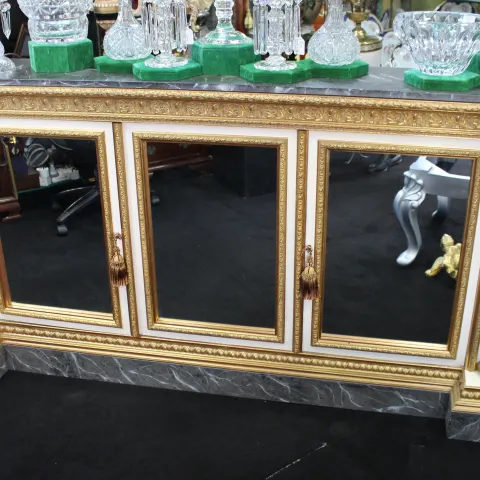 Impressive Neoclassical-Style Painted and Gilt Credenza