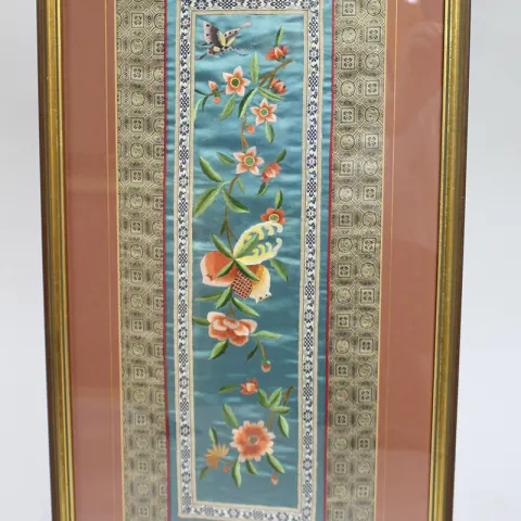 Fine Chinese Silkwork Panel in Gilt Frame