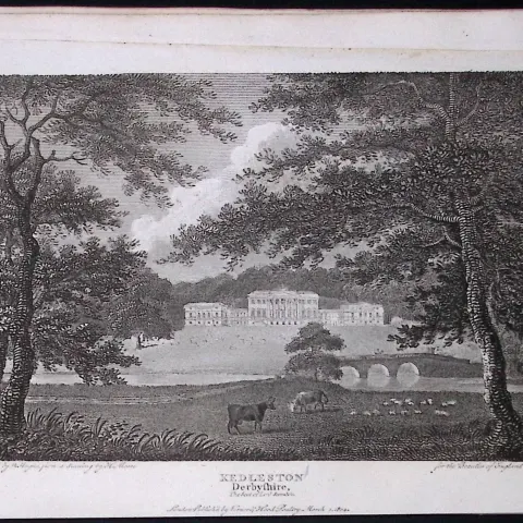 Kedleston Derbyshire Antique 223 Years-Old Georgian Steel-Engraving-30