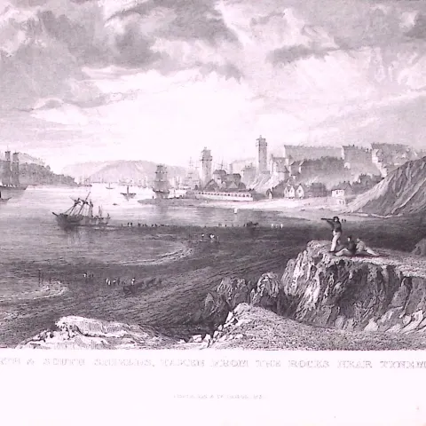 North & South Shields Northumberland 1835 Antique Steel Engraving-23-TR