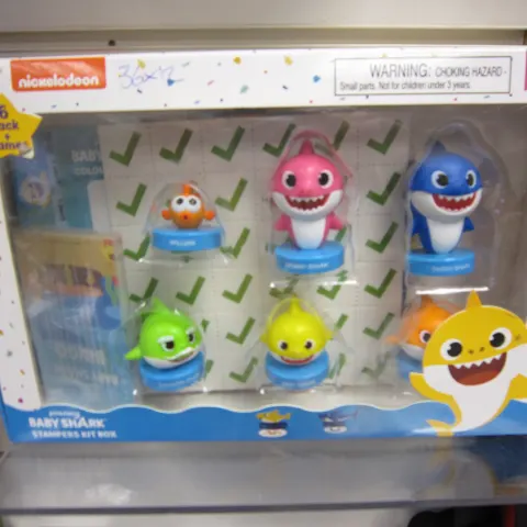 50pcs  Baby shark brand new sealed 6 pack stamper set with games in side such as Snakes & ladders ,