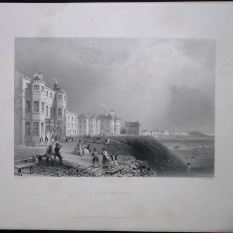 Blackpool Beach Scene WH Bartlett 1842 Antique Steel Engraving-92