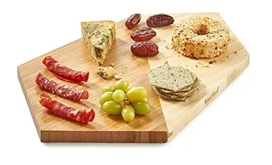 4 x 100% Bamboo Serving Board with Non Symmetrical, Geometric Design L14b