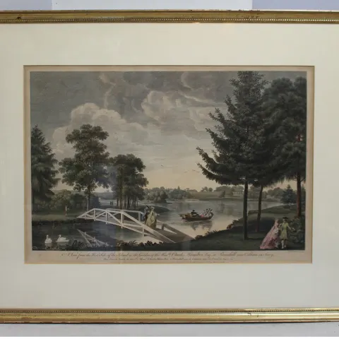 18th c. Hand Coloured Garden Engraving by William Woollett (1735-1785)