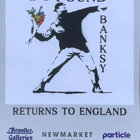 Banksy £10 Million Love Is In The Air Poster Newmarket Only Here A Few Weeks Rare Free Post In UK