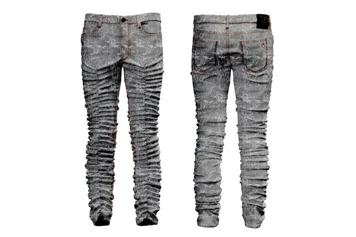 MJB Marc Jaques Burton Acid Wash Zip Flair Stack Pants, Online Price £575, Size 28