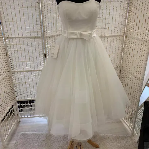 Wedding dress tea length size 10 ivory Designer dress