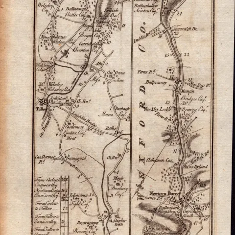 Ireland Rare Antique 1777 Map Enniscorthy Carlow Tullow Ryland Wexford.