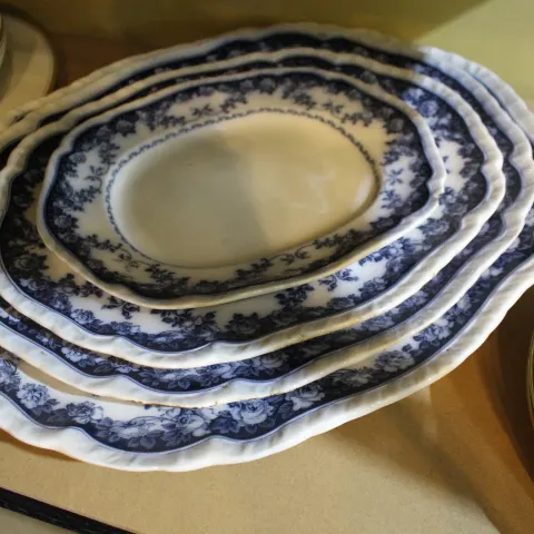 Set of 4 Royal Semi Porcelain Blue & White Serving Platters c.1900