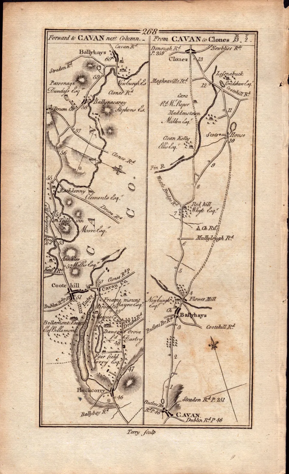 Ireland Rare Antique 1777 Map Monaghan Middletown Cootehill Cavan Clones.