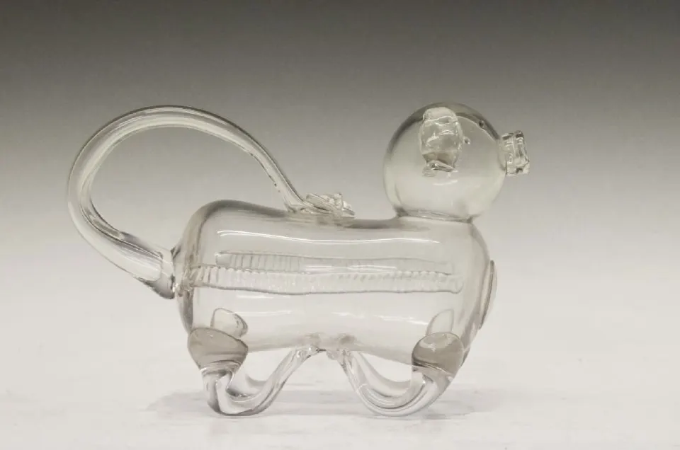 Novelty clear glass decanter in the form of a pig