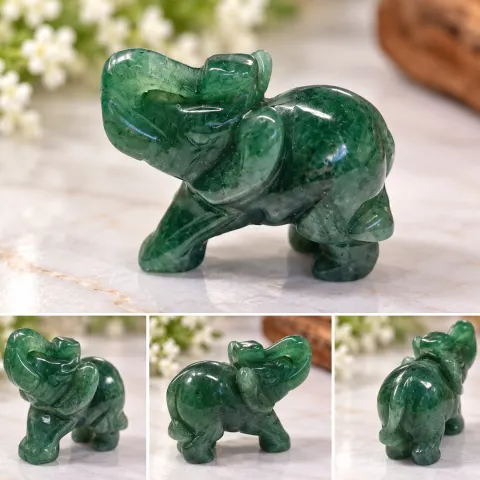 Carved Green Stone Elephant Figurine