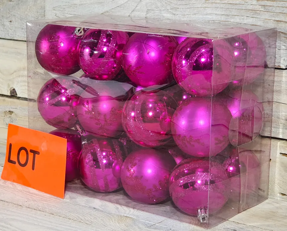 24 pack of Hot Pink 6cm tinsel Baubles  Rrp £23.99