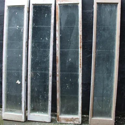 Set of 4 Vintage Carved Wood Bevelled Glazed Hinged Doors
