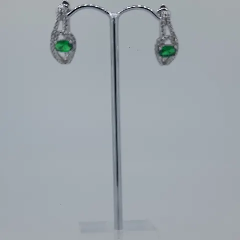 Silver cz set hinged earrings