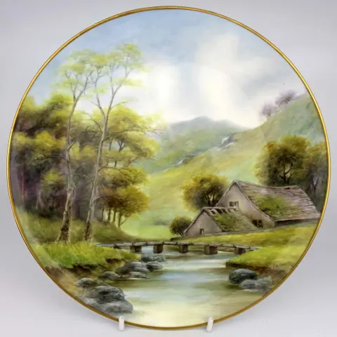 Hand Painted Landscape Henwick Cabinet Plate by J Smith
