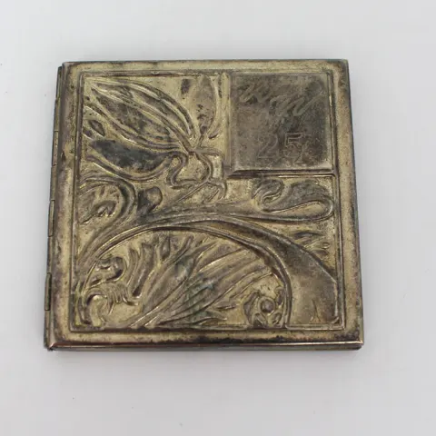 Vintage Silver Plated Art Nouveau Style Compact