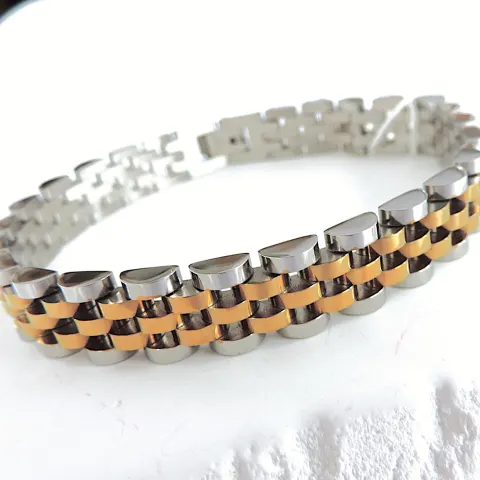 Atheon Two Tone Stainless Steel Men's 10mm Watch Link Bracelet 'New'