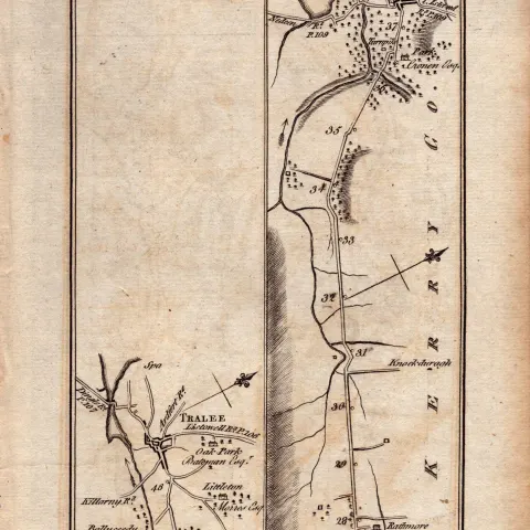 Ireland Rare Antique 1777 Map Tralee Killarney Mallow Millstreet.